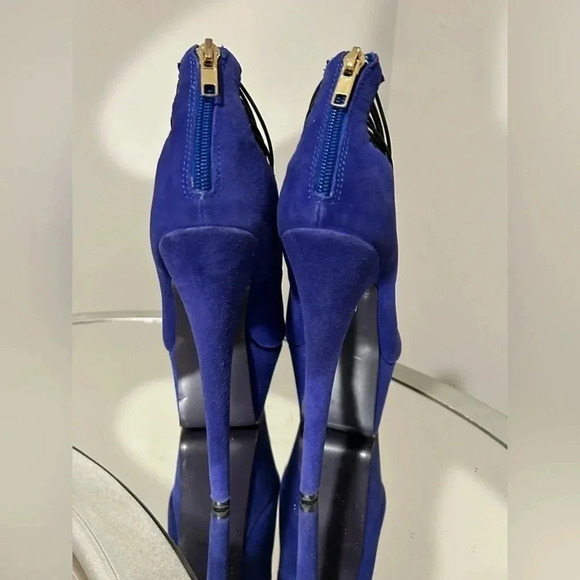 Gently Used LONDON TRASH Blue Leather Ceres Platform Pumps, Size 8 - Picture 3 of 7